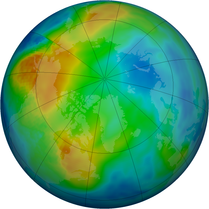 Arctic ozone map for 03 December 2003